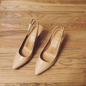 NEW Calvin Klein nude sling back pumps